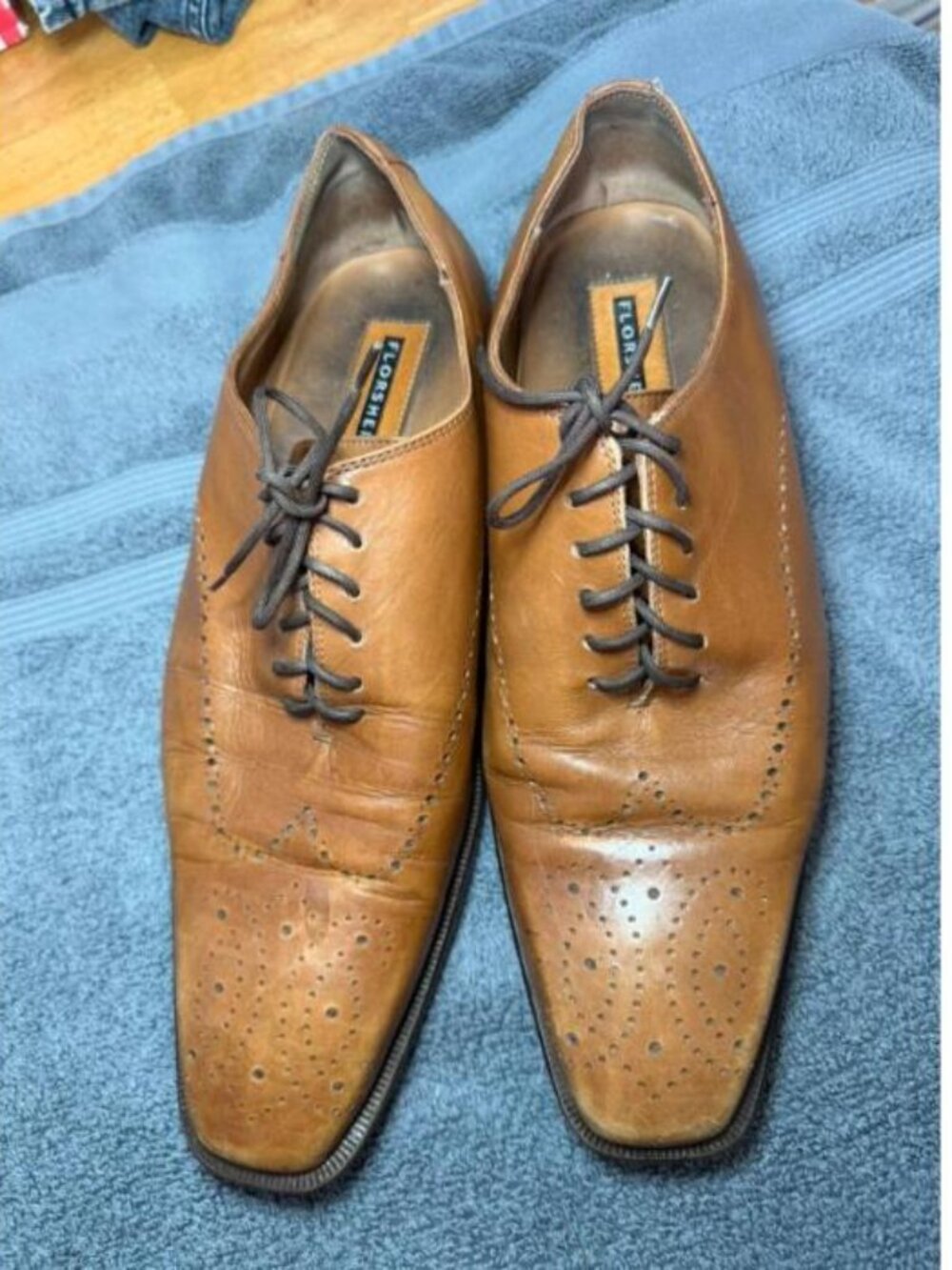 Florsheim Brown Leather Brogue Lace-Up Oxford Square Toe Men's US 7.5 84006042